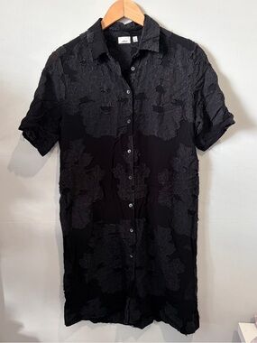 Aritzia Wilfred Black Fil-Coupé Jacquard Shere Dress XS Whimsigoth Gothic